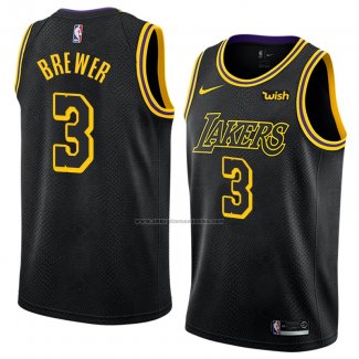 Camiseta Los Angeles Lakers Corey Brewer #3 Ciudad 2018 Negro