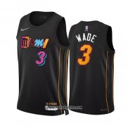 Camiseta Miami Heat Dwyane Wade #3 Ciudad 2021-22 Negro