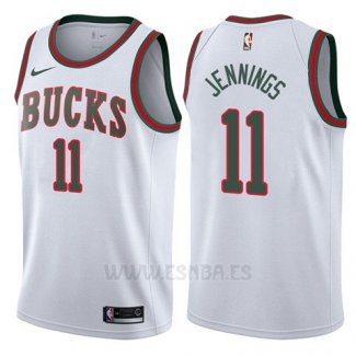 Camiseta Milwaukee Bucks Brandon Jennings #11 Classic 2017-18 Blanco