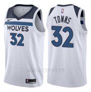 Camiseta Minnesota Timberwolves Karl-Anthony Towns #32 2017-18 Blanco