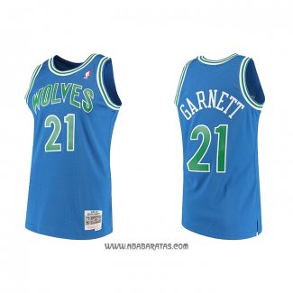 Camiseta Minnesota Timberwolves Kevin Garnett #21 Hardwood Classics Throwback Azul