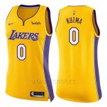 Camiseta Mujer Los Angeles Lakers Kyle Kuzma #0 Icon 2017-18 Amarillo