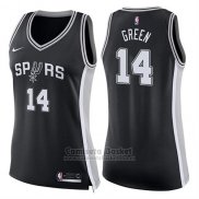 Camiseta Mujer San Antonio Spurs Danny Green Icon #14 2017-18 Negro