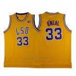 Camiseta NCAA LSU Tigers Shaquille O'Neal #33 Retro Amarillo