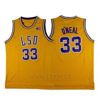 Camiseta NCAA LSU Tigers Shaquille O'Neal #33 Retro Amarillo