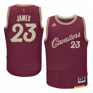 Camiseta Navidad 2015 Cleveland Cavaliers LeBron James #23 Rojo