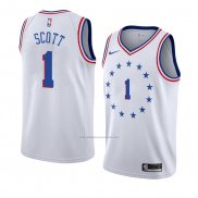 Camiseta Philadelphia 76ers Mike Scott #1 Earned 2018-19 Blanco