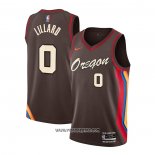 Camiseta Portland Trail Blazers Damian Lillard #0 Ciudad 2020-21 Marron