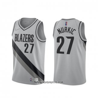 Camiseta Portland Trail Blazers Jusuf Nurkic #27 Earned 2020-21 Gris