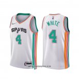 Camiseta San Antonio Spurs Derrick White #4 Ciudad 2021-22 Blanco