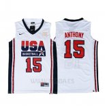 Camiseta USA 1992 Carmelo Anthony #15 Blanco