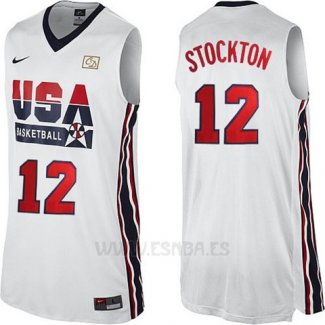 Camiseta USA 1992 John Stockton #12 Blanco