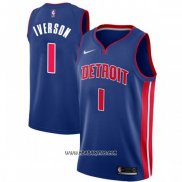 Camiseta Detroit Pistons Allen Iverson #1 Icon Azul
