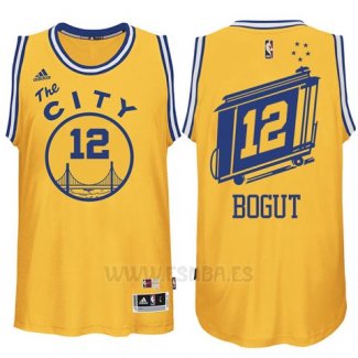 Camiseta Golden State Warriors Andrew Bogut #12 Retro City Bus Amarillo