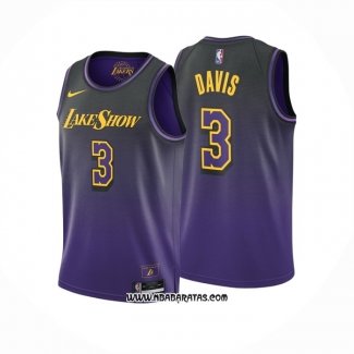 Camiseta Los Angeles Lakers Anthony Davis #3 Ciudad 2024-25 Violeta