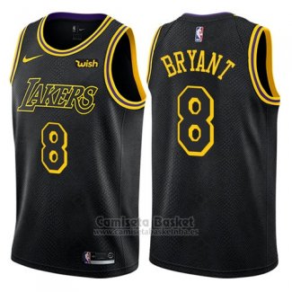 Camiseta Los Angeles Lakers Kobe Bryant Ciudad #8 2017-18 Negro