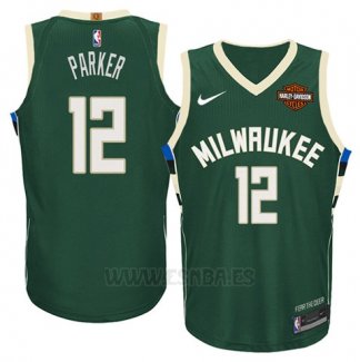 Camiseta Milwaukee Bucks Jabari Parker #12 Motorcycles Harlry 2017-18 Verde