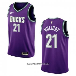 Camiseta Milwaukee Bucks Jrue Holiday #21 Classic 2022-23 Violeta