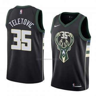 Camiseta Milwaukee Bucks Mirza Teletovic #35 Statement 2018 Negro