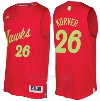 Camiseta Navidad 2016 Atlanta Hawks Kyle Korver #26 Rojo