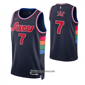 Camiseta Philadelphia 76ers Isaiah Joe #7 Ciudad 2021-22 Azul