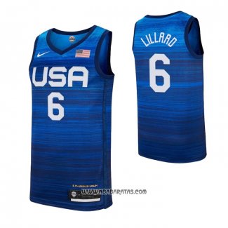 Camiseta USA 2021 Damian Lillard #6 Azul