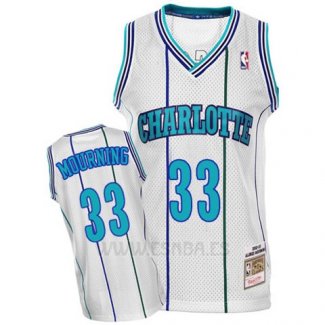 Camiseta Charlotte Hornets Alonzo Mourning #33 Retro Blanco