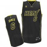 Camiseta Electricidad Moda Miami Heat Lebron James #6 Negro