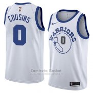 Camiseta Golden State Warriors Demarcus Cousins #0 Hardwood Classic 2018-19 Blanco