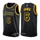 Camiseta Los Angeles Lakers LeBron James #6 Ciudad 2021-22 Negro