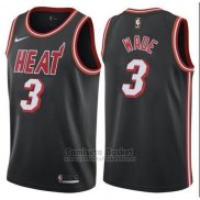 Camiseta Miami Heat Wade Ciudad #3 2017-18 Negro Rojo