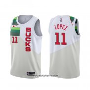 Camiseta Milwaukee Bucks Brook Lopez #11 Earned Blanco