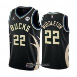 Camiseta Milwaukee Bucks Khris Middleton #22 Statement 2022-23 Negro