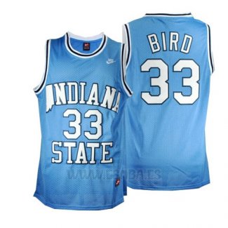 Camiseta NCAA Indiana State Sycamores Larry Bird #33 Azul