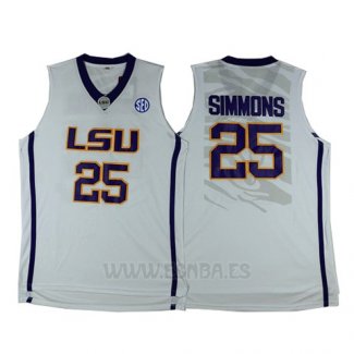 Camiseta NCAA LSU Tigers Ben Simmons #25 Blanco