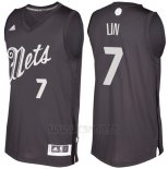 Camiseta Navidad 2016 Brooklyn Nets Jeremy Lin #7 Negro