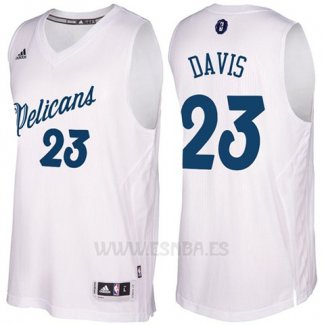 Camiseta Navidad 2016 New Orleans Pelicans Anthony Davis #23 Blanco