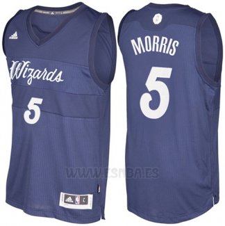 Camiseta Navidad 2016 Washington Wizards Markieff Morris #5 Azul