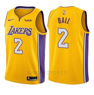 Camiseta Nino Los Angeles Lakers Lonzo Ball #2 Icon 2017-18 Oro