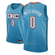 Camiseta Oklahoma City Thunder Russell Westbrook #0 Ciudad 2018-19 Azul