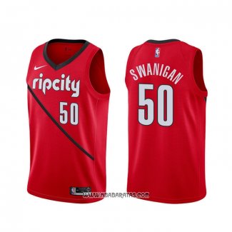 Camiseta Portland Trail Blazers Caleb Swanigan #50 Earned Rojo