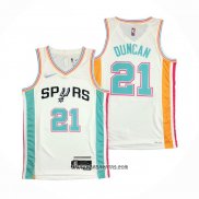 Camiseta San Antonio Spurs Tim Duncan #21 Ciudad 2021-22 Blanco