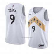 Camiseta Toronto Raptors Serge Ibaka #9 Ciudad 2018 Blanco