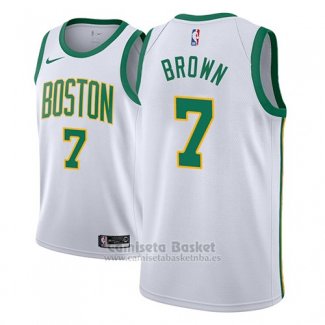 Camiseta Boston Celtics Jaylen Brown #7 Ciudad 2018-19 Blanco