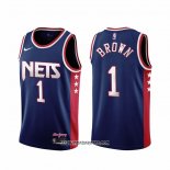 Camiseta Brooklyn Nets Bruce Brown #1 Ciudad 2021-22 Azul