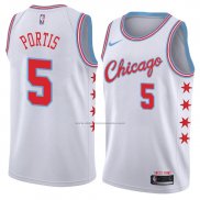 Camiseta Chicago Bulls Bobby Portis #5 Ciudad 2018 Blanco