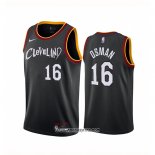 Camiseta Cleveland Cavaliers Cedi Osman #16 Ciudad 2020-21 Negro