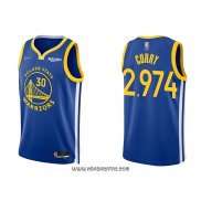 Camiseta Golden State Warriors Stephen Curry 2974th 3 Points Azul