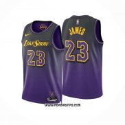 Camiseta Los Angeles Lakers LeBron James #23 Ciudad 2024-25 Violeta