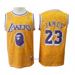 Camiseta Los Angeles Lakers Lebron James #23 Mitchell & Ness Amarillo